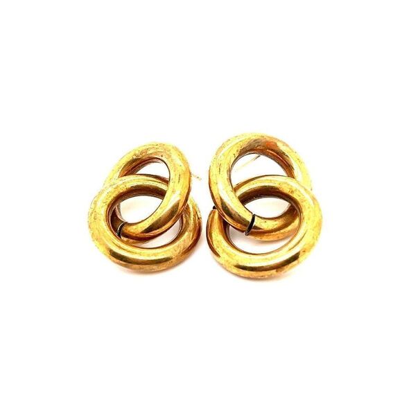Gold Plated Interlock Earrings - Picture 2 of 3